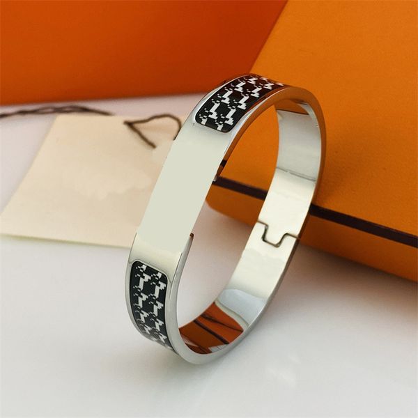 

bracelet men bangles silver bracelets for women luxury love designer jewelry enamel party wedding titanium steel valentines day gift, Black