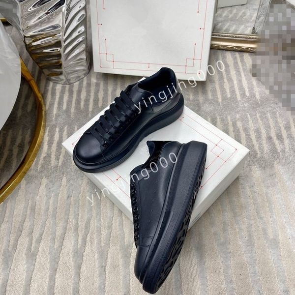 

2023new brand men sneakers low women casual trainers walking designer woman shoe leather lace up men fashion platform, Black