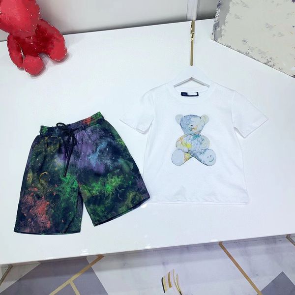 

designer baby clothes set t-shirt shorts toddler casual clothing kids tracksuit children boys cartoon 2pcs set aaa, White