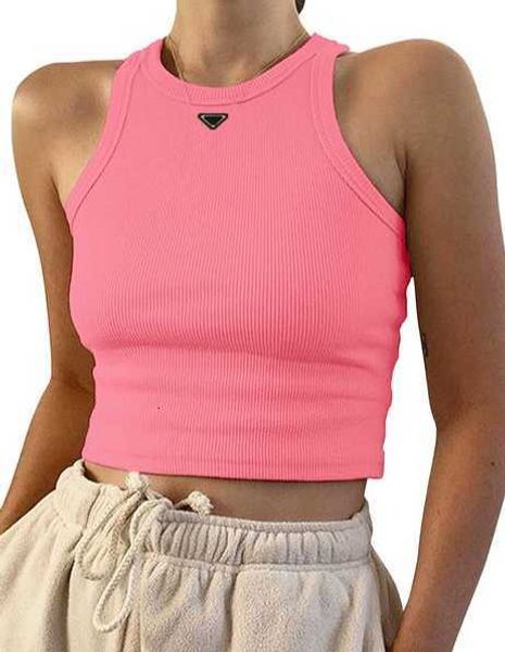 

summer women t shirts crop designer brand sport shoulder black white tank casual sleeveless backless tee shirts kp