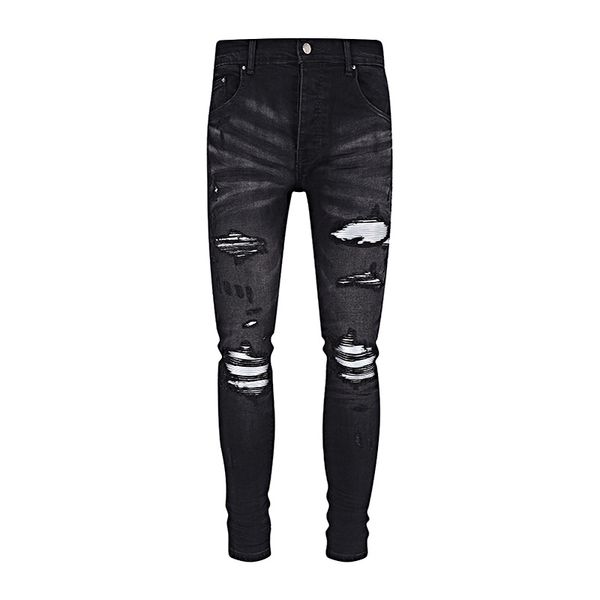 

mens jeans 2023 designer pants ripped high jeans men's embroidered pants fashion hole selling zipper am~ri am~bin~iri bin6 7v9t, Black