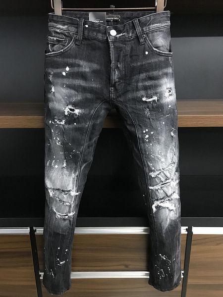 

d2 jeans men jeans mens luxury designerjeans skinny ripped cool guy causal hole denim jean fashion brand fit jeans men washed pant 687 xuw, Blue