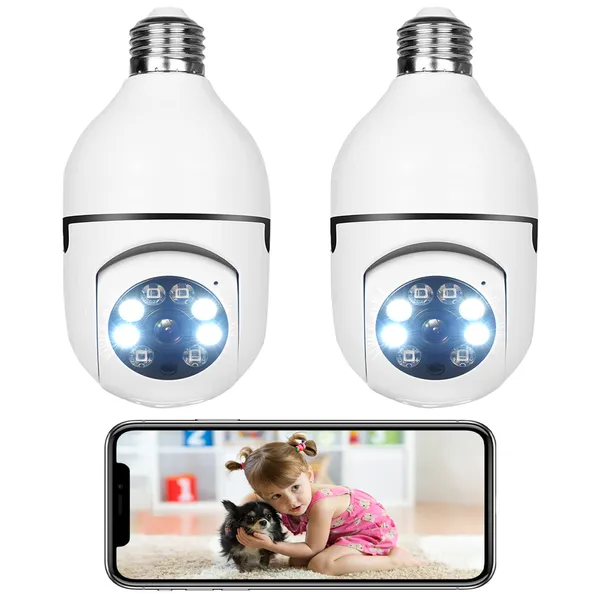 

1080P E27 Light Bulb Camera Outdoor 2.4G WiFi Wireless Camera Color Night Vision 2-Way Audio 360° Panoramic IP Dome Camera with Motion De