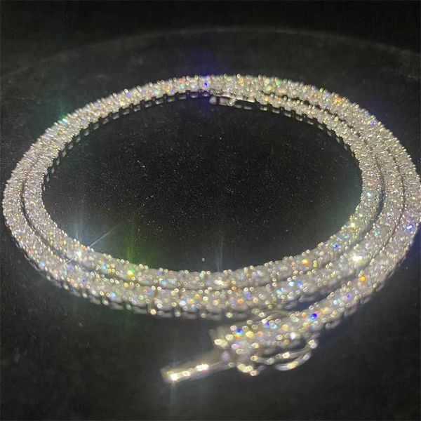 

ice tennis chain 2mm 3mm 5mm 6.5mm men's hip hop rap singer necklace, Silver