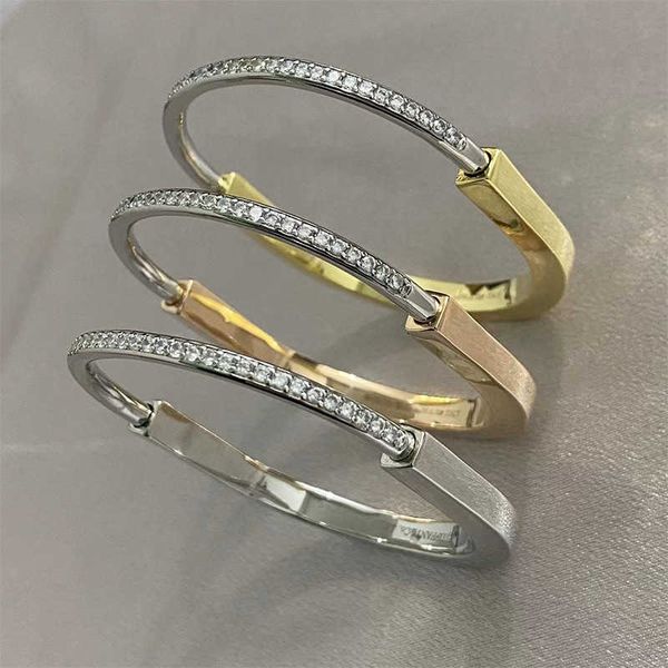 

internet celebrity tiffay's new lock colorful diamond bracelet 925 sterling silver 18k rose gold women's fashion, Golden;silver