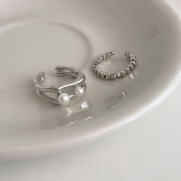 

promise rings couple rings matching double pearl rings retro roman numerals personalised love flower designer new 2023 geometry vintage ster, Silver
