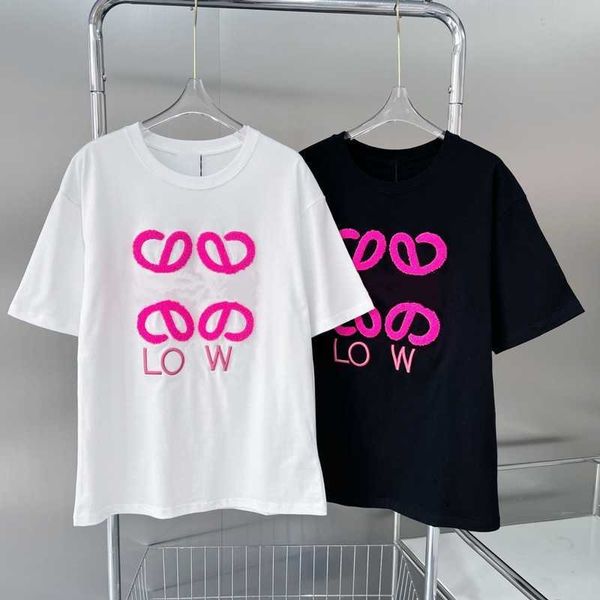 

designer t shirt 2023 summer high edition luojia loose simple letter couple round neck sleeve t-shirt, White