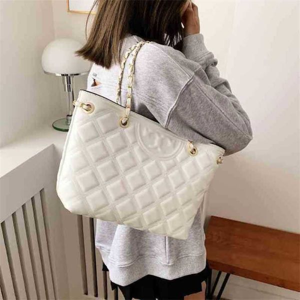 

designer summer tote bag trend simple casual large solid rhombic embroidery