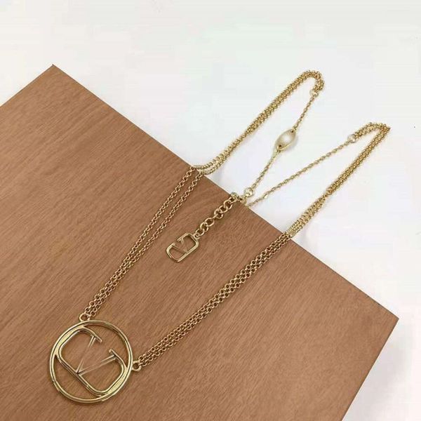

Classic Designer Necklace Jewelry Letter V Valentinolies jewelry letter clavicle chain necklace fashion brass necklaces female Christmas jewellery gifts