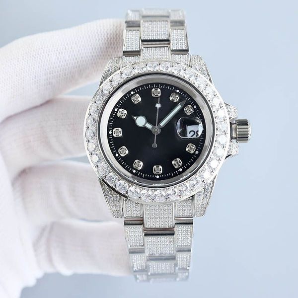 

classic mens watches 42mm diamond bezel stainless steel strap designer watch automatic winding mechanical wristwatches gentleman business wr, Slivery;brown