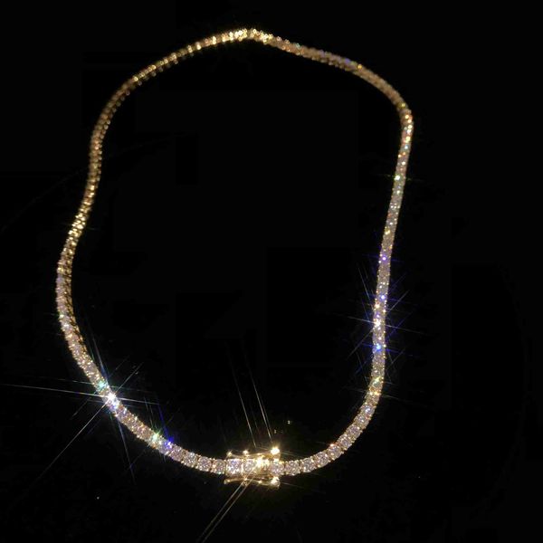 

custom 3mm 925 silver vvs moissanite tennis necklace men's round cut ladies chain