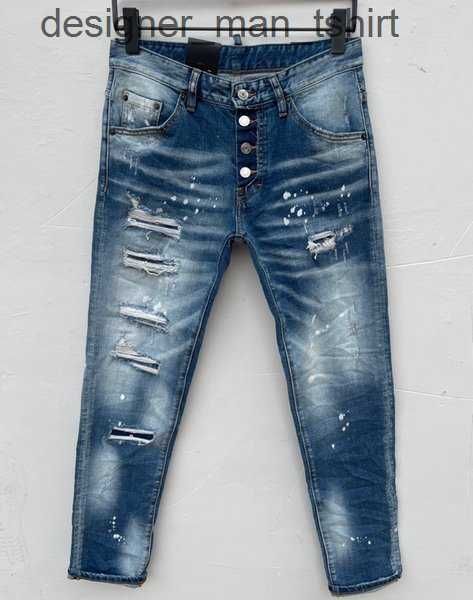 

dsq jeans mens jeans rips stretch black denim jean italy fashion slim fit washed motocycle pants panelled hip hop trousers 489vn, Blue