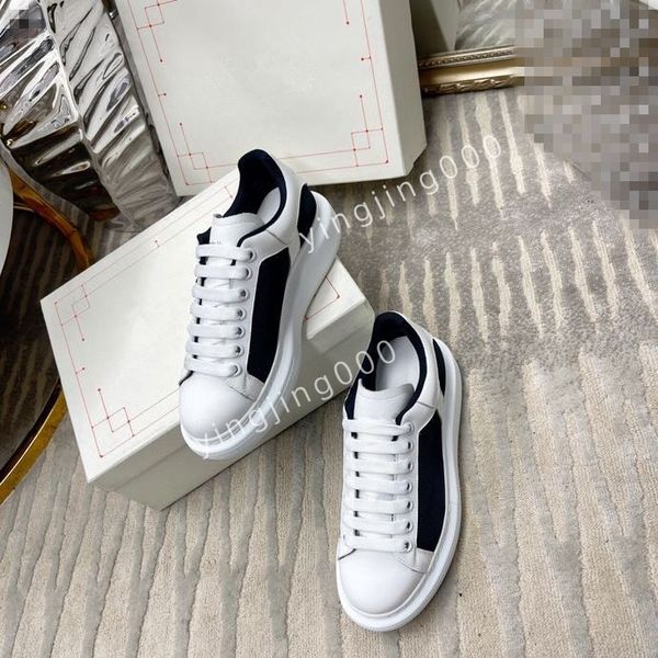 

new brand mens flat sneakers low women casual trainers walking designer woman shoe leather lace up men fashion platform, Black