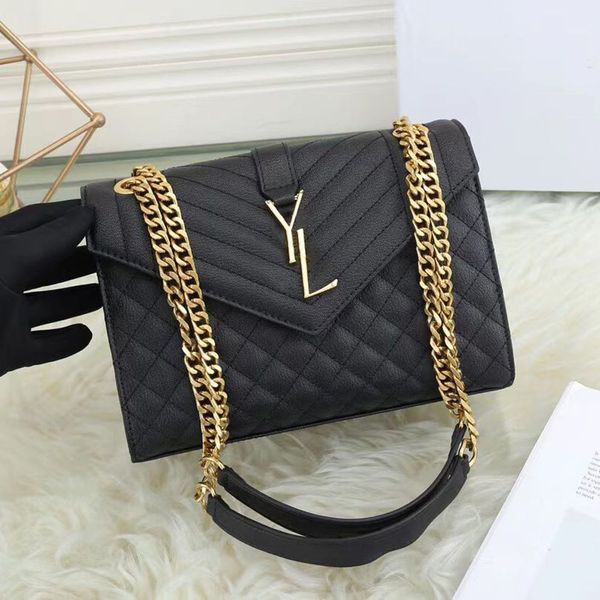 

women leather designer bags fashion shoulder bag yslity gold silver chain bag handbags lady y type chains flap luxurious handbag for female