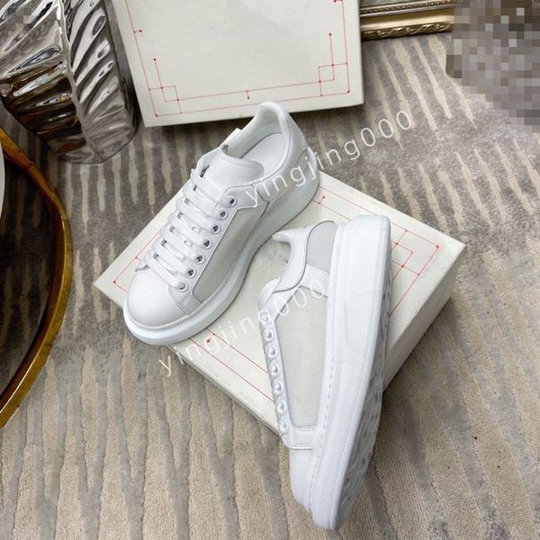 

2023brand flat sneakers low mens casual trainers walking designer woman shoe leather lace up men fashion platform, Black