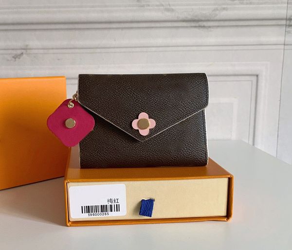 

fashion designer wallets luxury short purses womens envelope wallet high-quality brown flower letter emilie credit card holder money clutch, Red;black