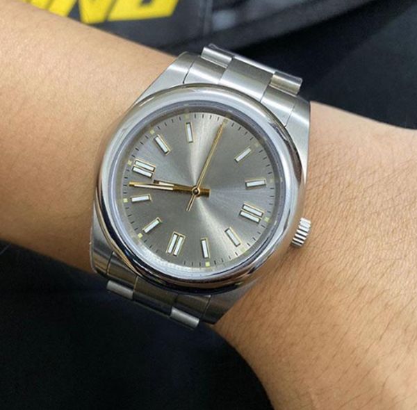 

r stainless steel 41mm men's watch sapphire automatic mechanical silver white gray dial wristwatches mix colors montres de luxe, Slivery;brown