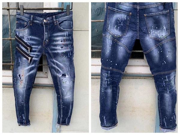

d2 mens jeans denim jean black ripped pants pour hommes men s italy fashion biker motorcycle rock revival jea zut ndg xrf hym, Blue