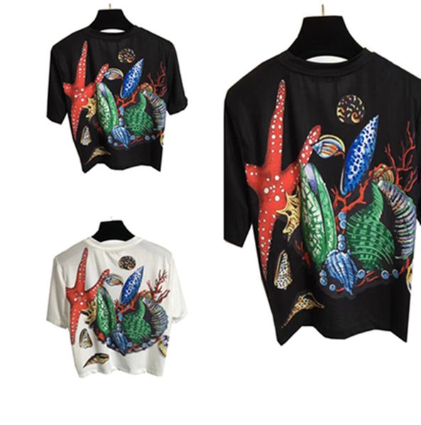 

women's plus size t-shirt new luxury women's t-shirt cartoon printed letter logo short sleeve loose comfy streetwear 2023 summer l, White