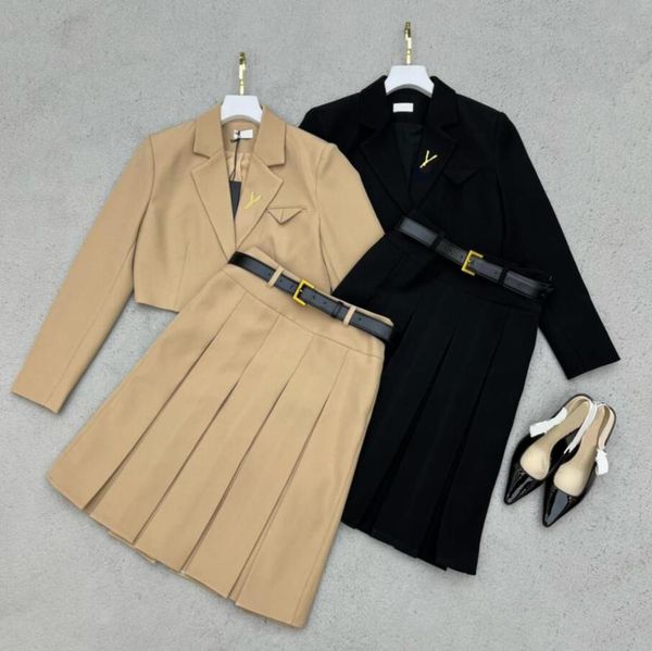 

Spring Women Dresses Sets Two Piece Dress Lady Suit Dress Top Designer Jacket Skirt with Letters Party Dress Casual Skirts Suit 2 Colors, Black