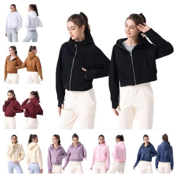 

lulus original yoga suit, fleece sweater, sports women's loose fitting fitness zippered hood, thickened casual wear, White;red