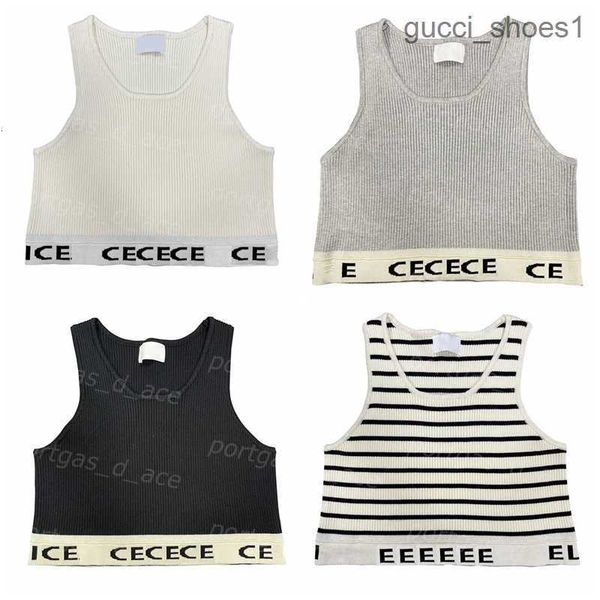 

letters knit tank white black striped womens tanks street style vest knits