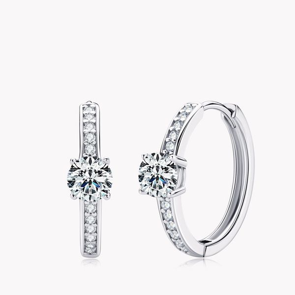 

passed diamond test gilrs women 0.5ct moissanite hoops earrings 925 sterling silver gold plated bling earrings studs nice gift for friends, Golden;silver