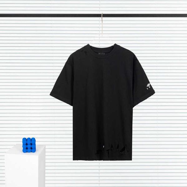 

2023 new designer womens t shirt high-end shirt high edition family spring summer damaged print sleeve oversize loose fit t-shirt, White;black