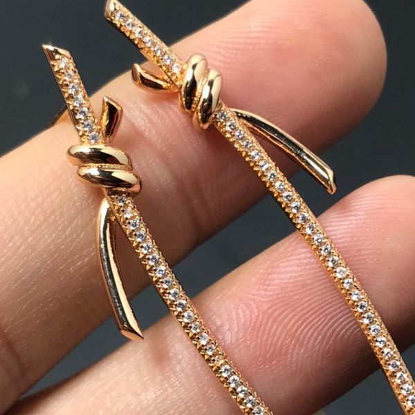 

23 new designer earrings twisted rope diamond earrings, luxury earrings 925 silver bar-shaped earrings various colors wedding engagement, Golden;silver
