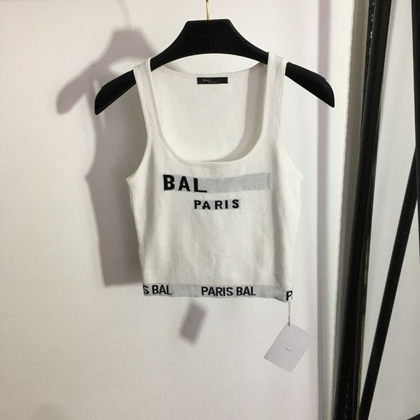 

womens tank knitted corset camis for women designer clothing designers tanks lady sweatshirt sleeveless bal luxury lettered shirts, White