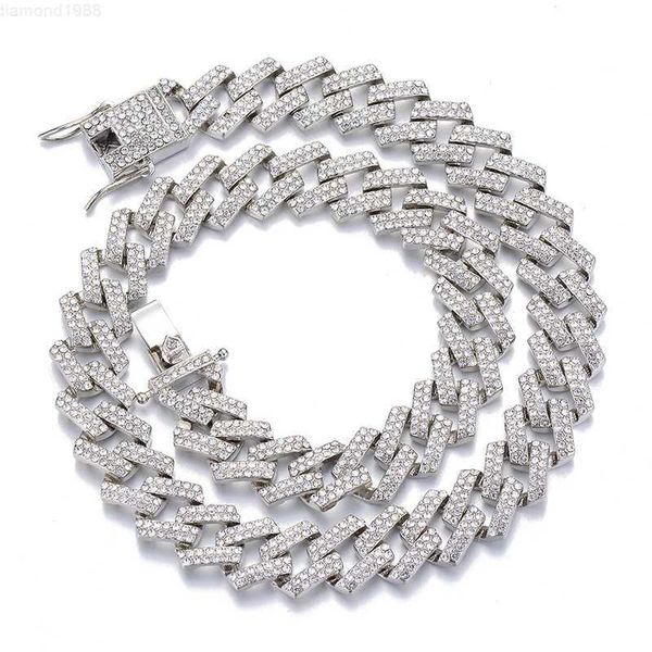 

iced out diamond gold color chain necklace miami cuban link chain, Silver