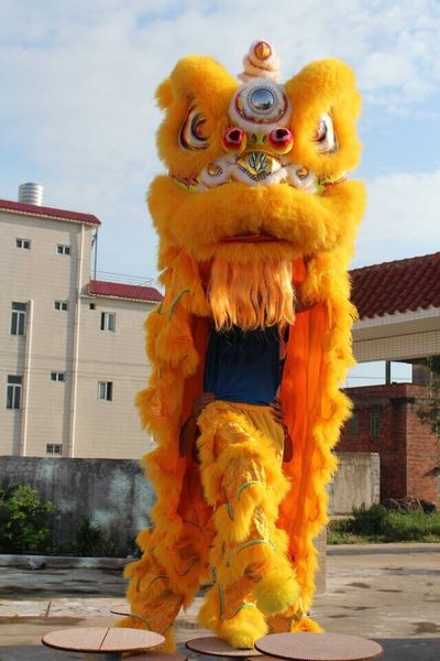 

lion dance mascot costume pure wool southern lion size chinese traditional culture folk party props, Red;yellow