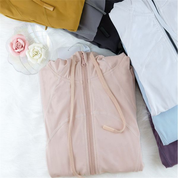 

yoga jacket women's sports solid color hooded yoga suit jacket slimming breathable and quick drying