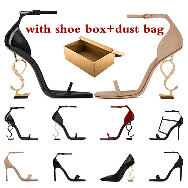 

2023 high heels women dress shoes designers patent leather luxury gold tone triple black red womens lady fashion sandals party wedding offic