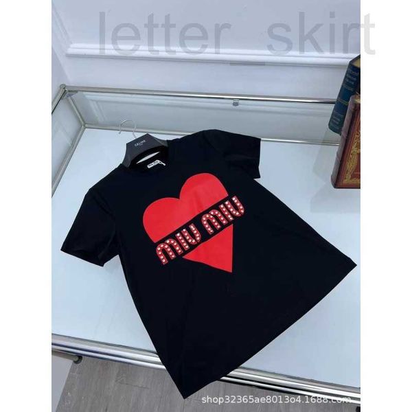 

women's t-shirt designer 23 spring/summer new niche design rhinestone round neck tee love print loose casual short sleeved wypi, White