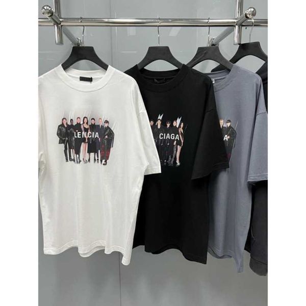 

womens designer t shirt tracksuit shirt high edition family band portrait direct spray printed sleeve loose t-shirt, White;black