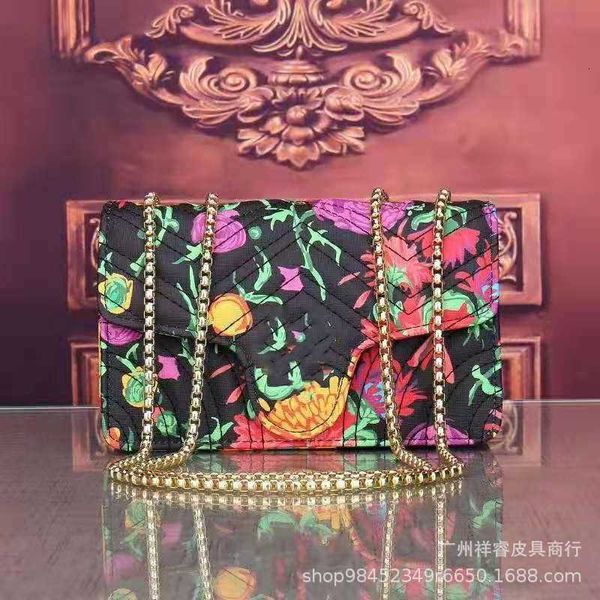 

wind small square bag horizontal flower pattern pu single crossbody chain