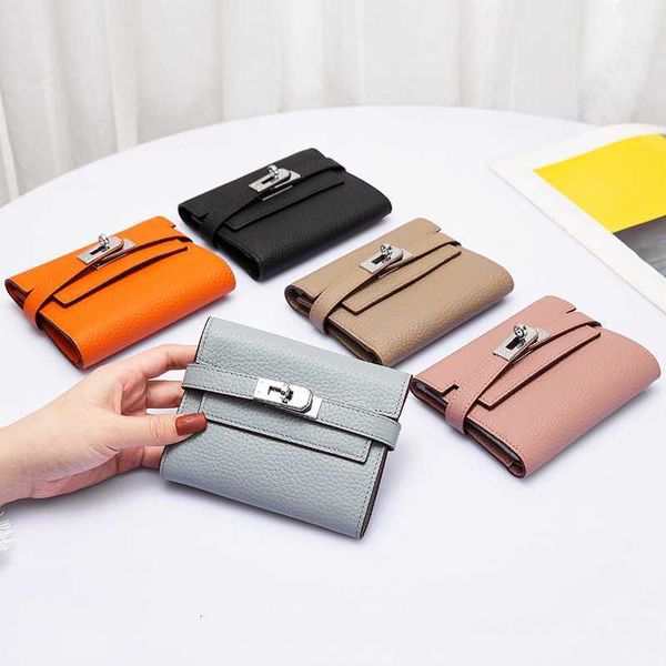 

new wallet women's cowhide short zero leather wind lock soft