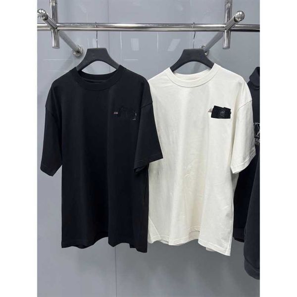 

womens designer t shirt tracksuit shirt high edition coke black tape fuzzy print sleeve casual t-shirt, White