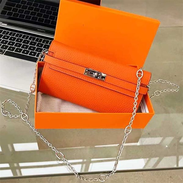 

lychee pattern wallet classic oat cowhide handle chain straddle shoulder bag girl