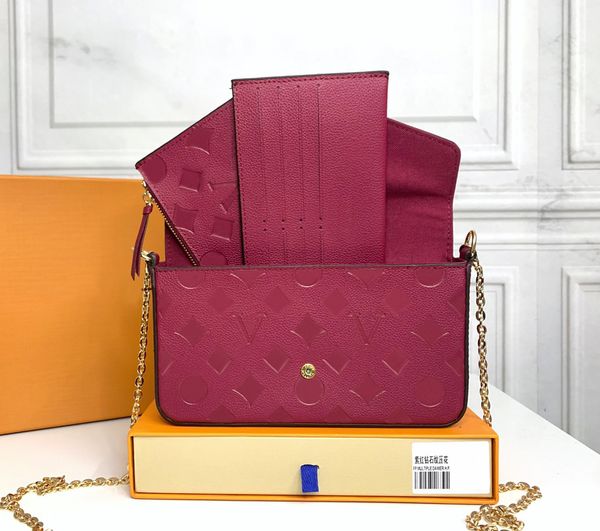 

designer womens shoulder bag luxury pochette felicie handbags embossed flower letters empreinte leather mini chain makeup bags ladies fashio