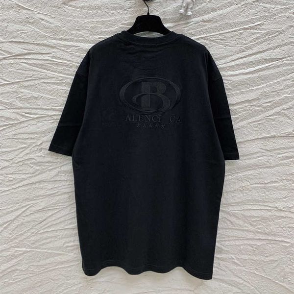 

designer women's clothing 20% off high edition 2023 summer spa front back embroidery os loose fit sleeve t-shirt, White;black