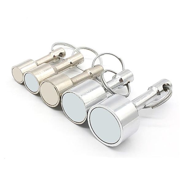 

outdoor gadgets silver color super strong metal magnet check car keys keychain split ring pocket keyring hanging holder portable outdoor too
