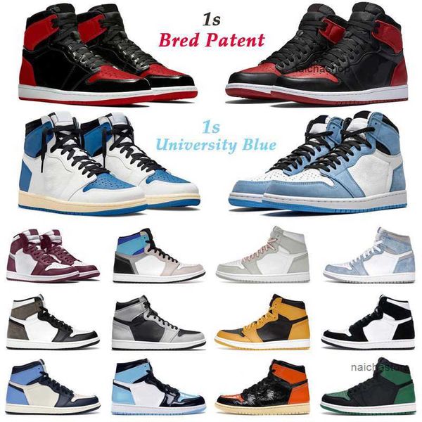 

jorden jordon 2022 basketball shoes 1s bred patent high og men women 1 bordeaux prototype hyper royal university blue dark mocha mens traine