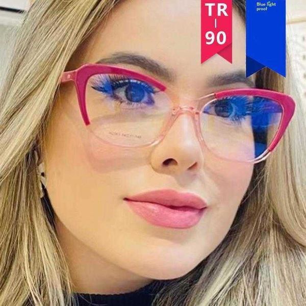 

color matching cat eye glasses frame anti blue ray plain retro