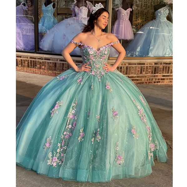 

quinceanera dresses princess spaghetti strap appliques flowers sequins ball gown with tulle plus size sweet 16 debutante party birthday vest, Blue;red