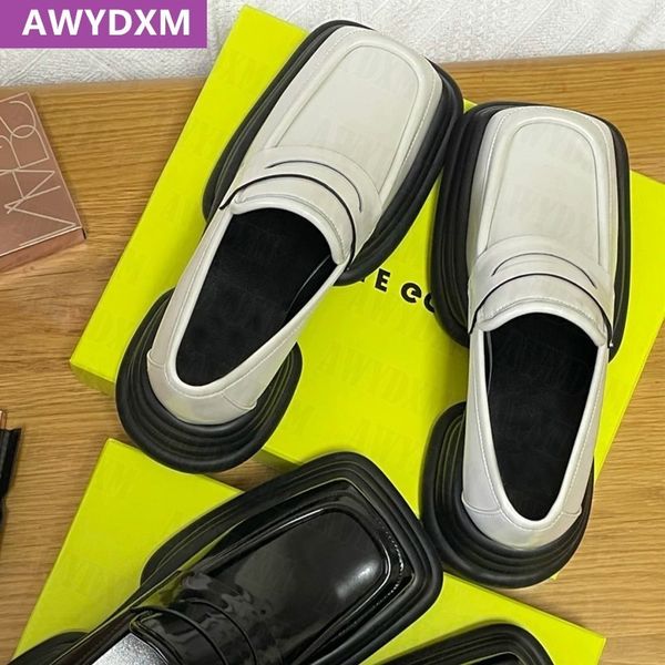 

sandals flat's shoes spring winter y mules british style lazy fashion casual pu dress square toe oxford 230324, Black