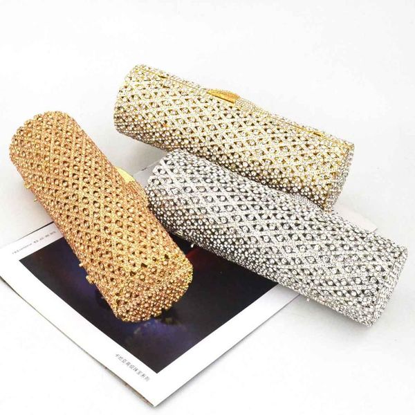 

evening bags rose gold luxury fashion clutch bags cylinder crystal party purse cluth bags silver purse prom handbags sc095 230410