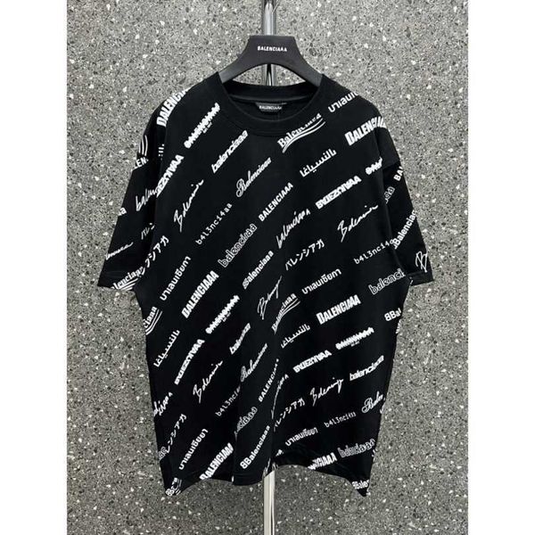 

2023 new women's tshirt shirt edition classic summer collection oblique aop sleeve loose t-shirt, White;black