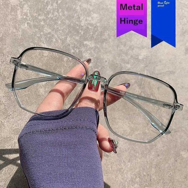 

anti blue light glasses bare face large frame irregular polygonal plain